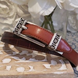 BRIGHTON LEATHER REVERSIBLE BELT BROWN/CROC